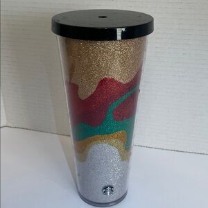Starbucks Multicolor Glitter Tumbler with Black Lid 24 Oz